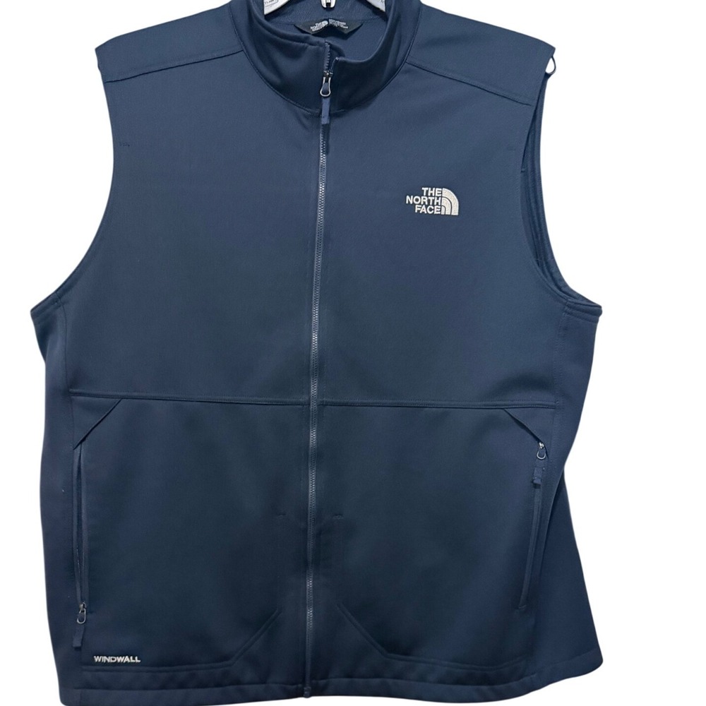 The North Face Mens XL WindWall Softshell Vest Navy Blue Full Zip Jacket